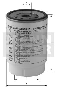 PL600 Фильтр топливный для системы PRELINE Mann filter PL600